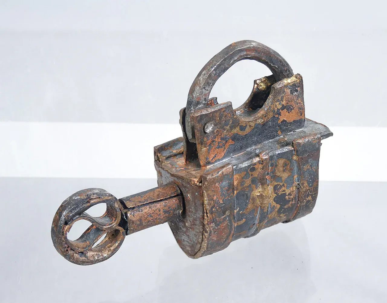 Bronze and iron key lock, 19th century 1