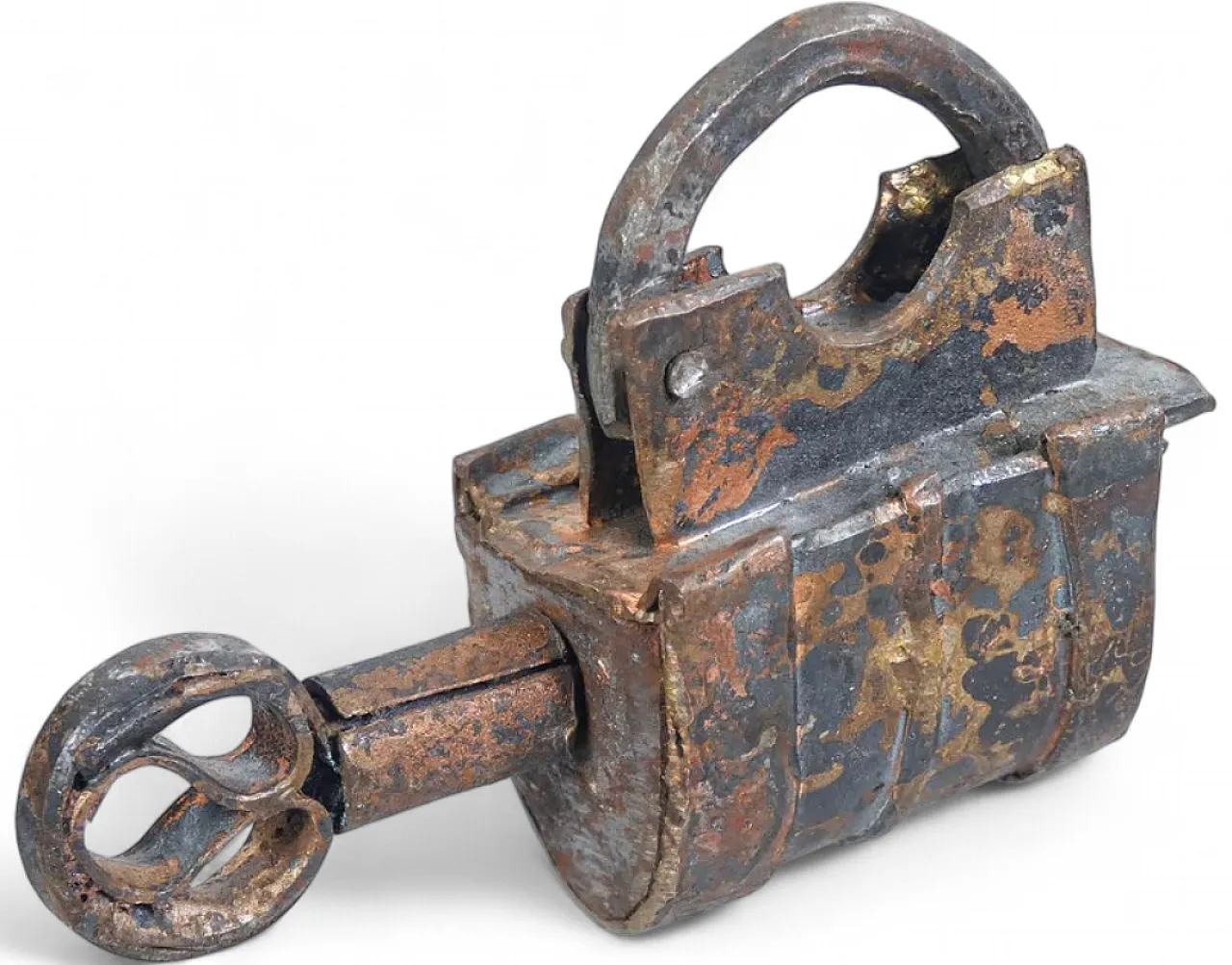 Bronze and iron key lock, 19th century 5