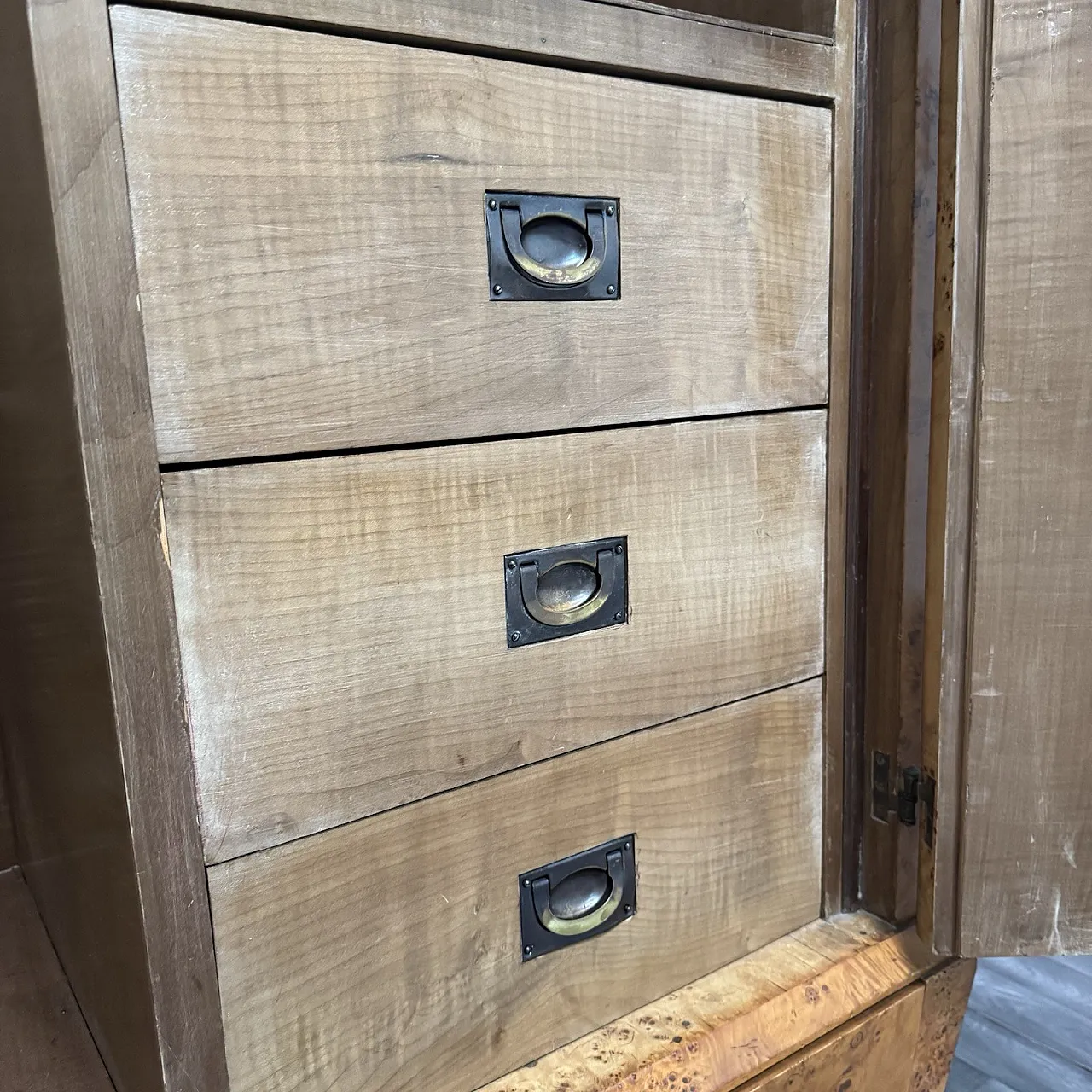 Art Deco Cubist Cabinet in Burl Wood, 1940s 14