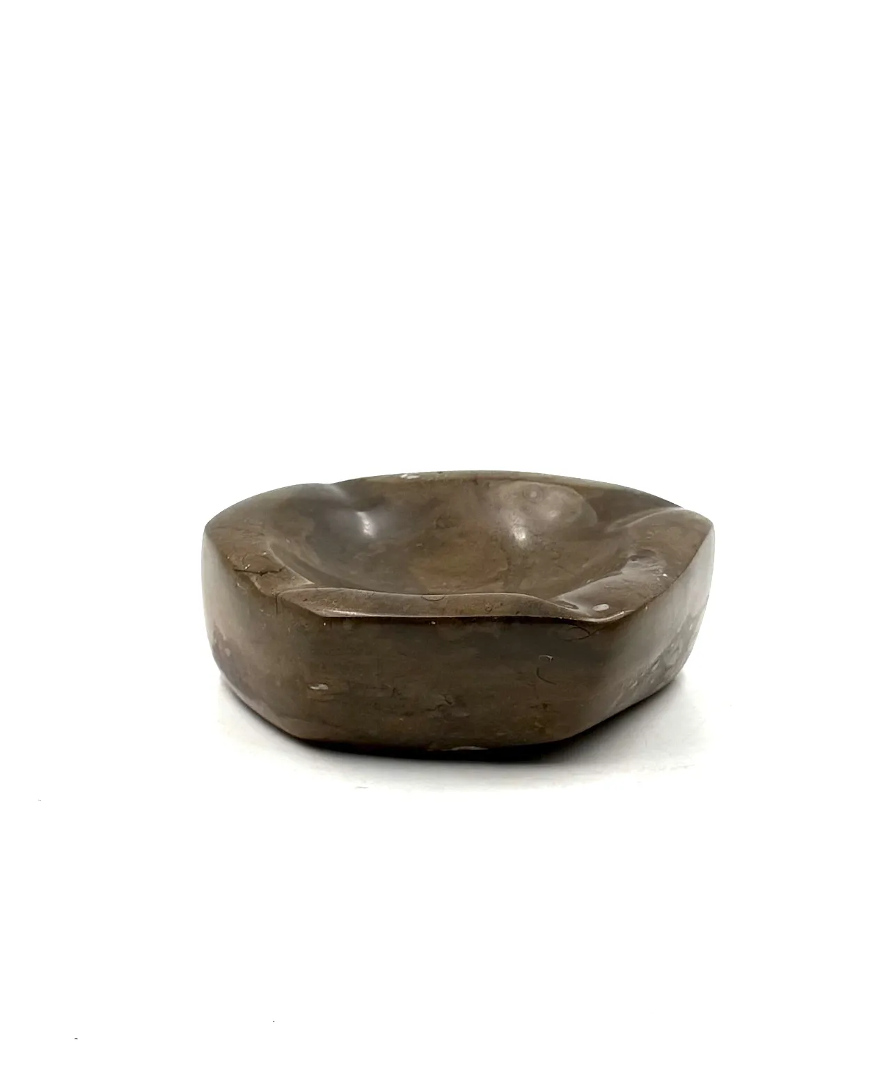 Fossil brown marble ashtray, France, 1970s 5