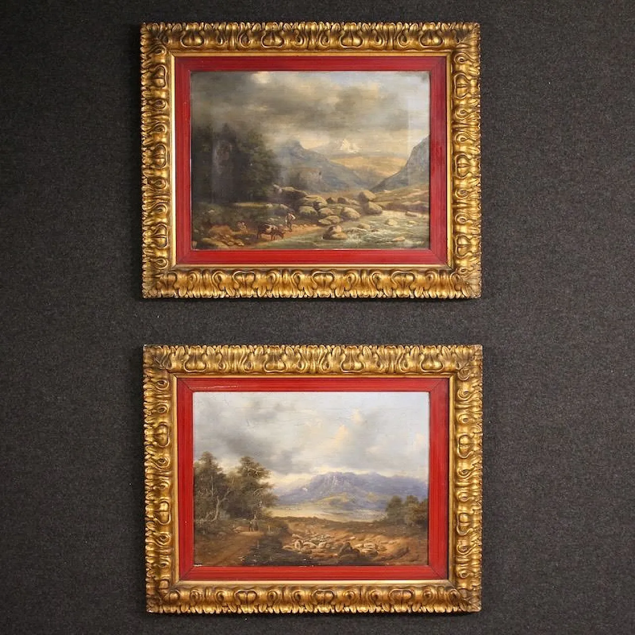 Landscape with wayfarers, oil on canvas, 19th century 2