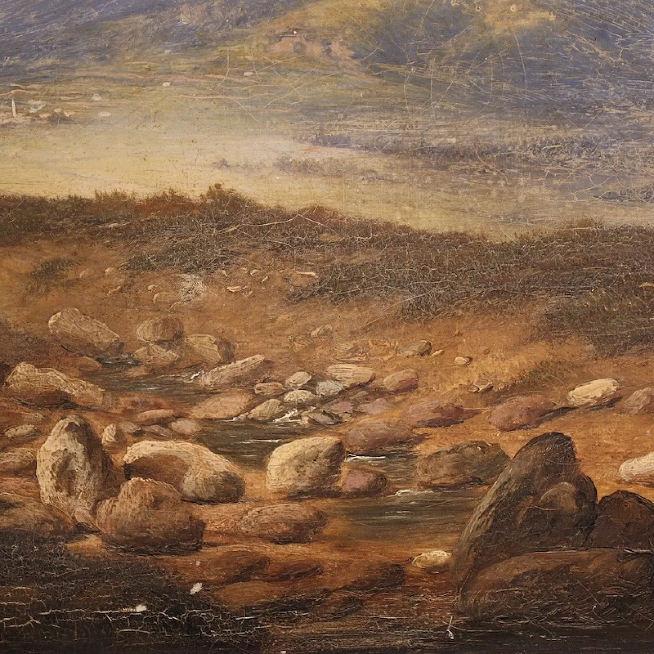 Landscape with wayfarers, oil on canvas, 19th century 5
