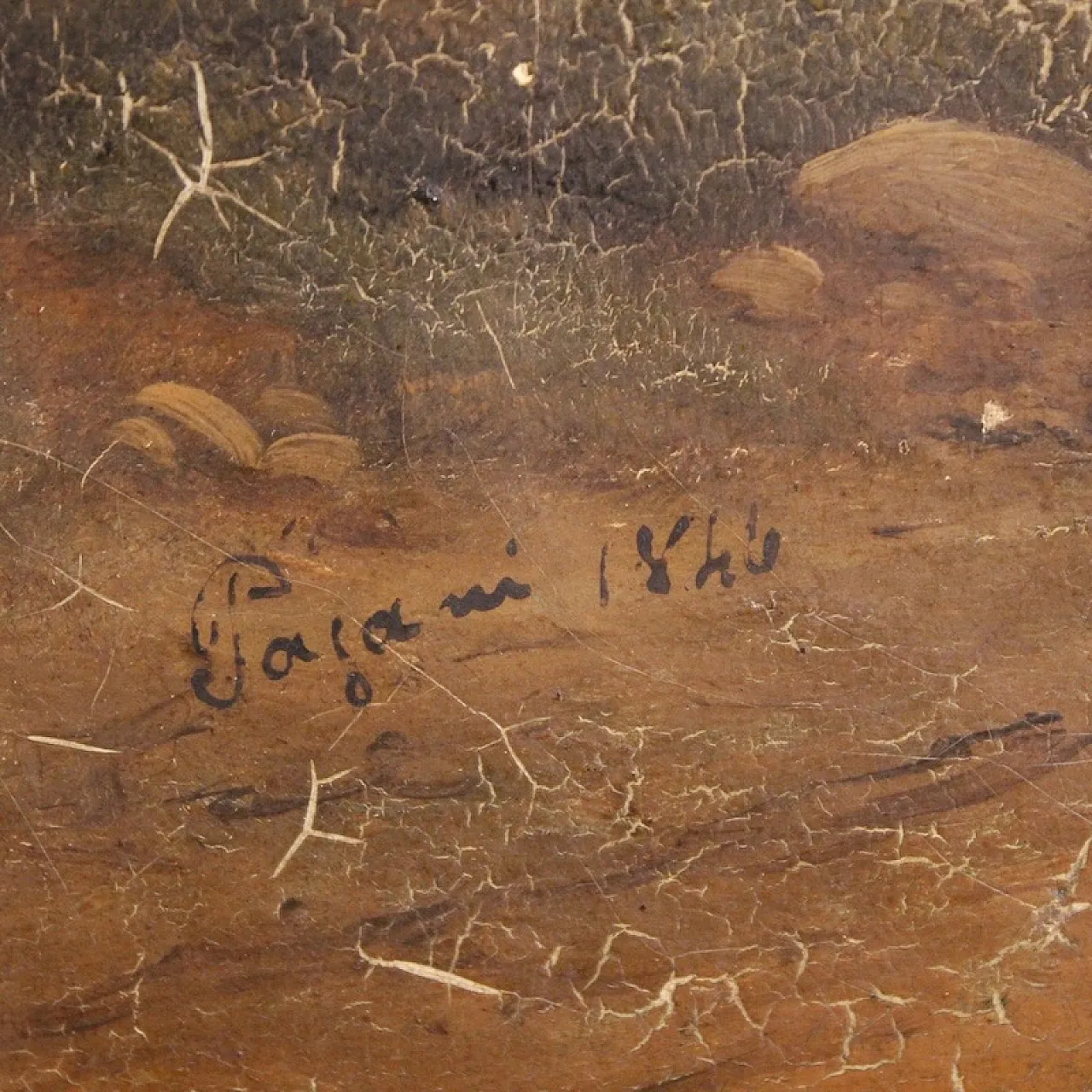 Landscape with wayfarers, oil on canvas, 19th century 7