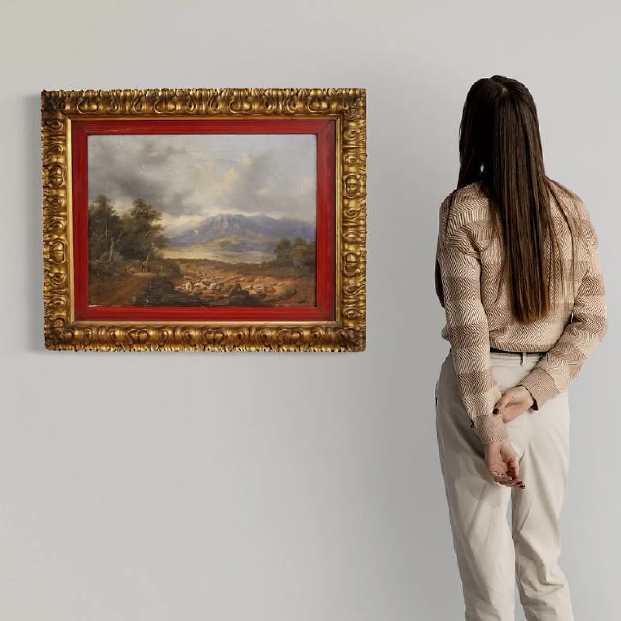 Landscape with wayfarers, oil on canvas, 19th century 10