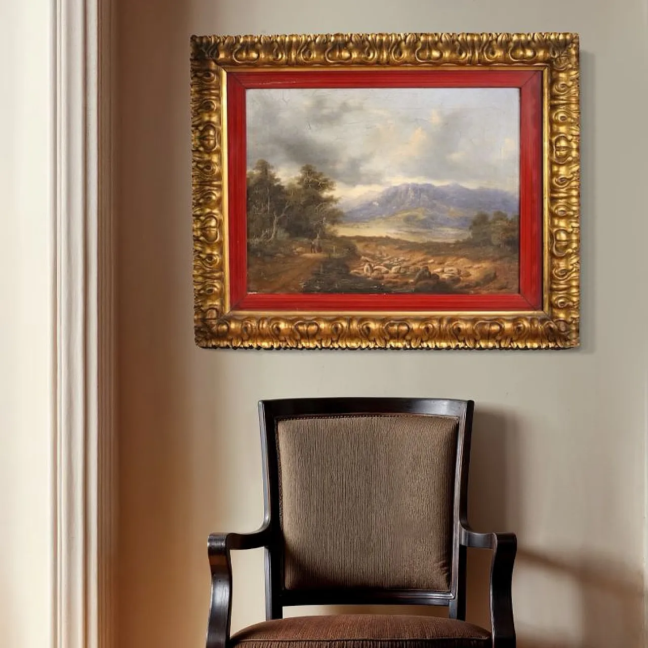 Landscape with wayfarers, oil on canvas, 19th century 11