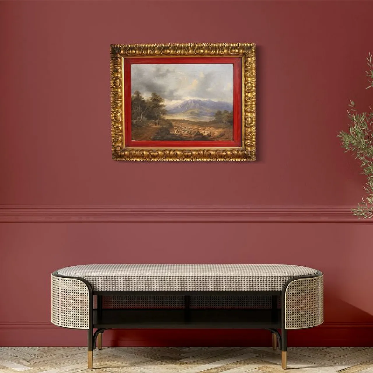 Landscape with wayfarers, oil on canvas, 19th century 13