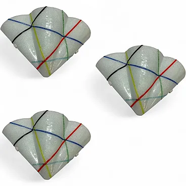 3 Geometric Murano glass sconces, Italy, 1980s