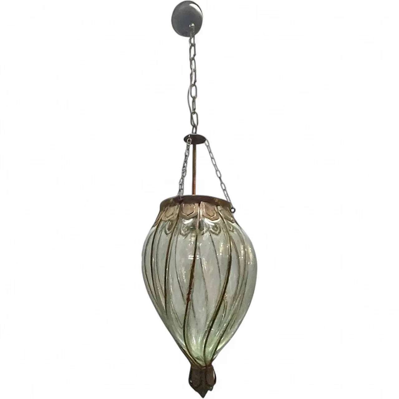 Pendant lamp in wrought iron and Murano glass, 1950s 18