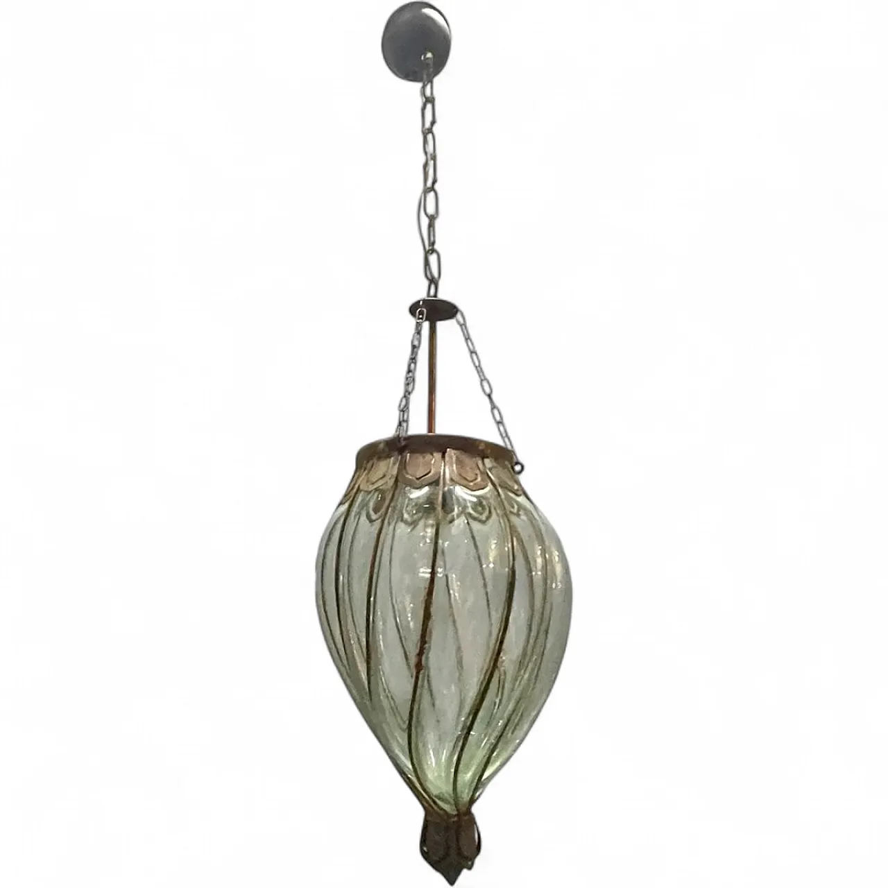 Pendant lamp in wrought iron and Murano glass, 1950s 19