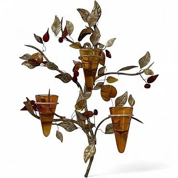 Italian Murano and Florentine glass wall sculpture by Jordan, 1950s
