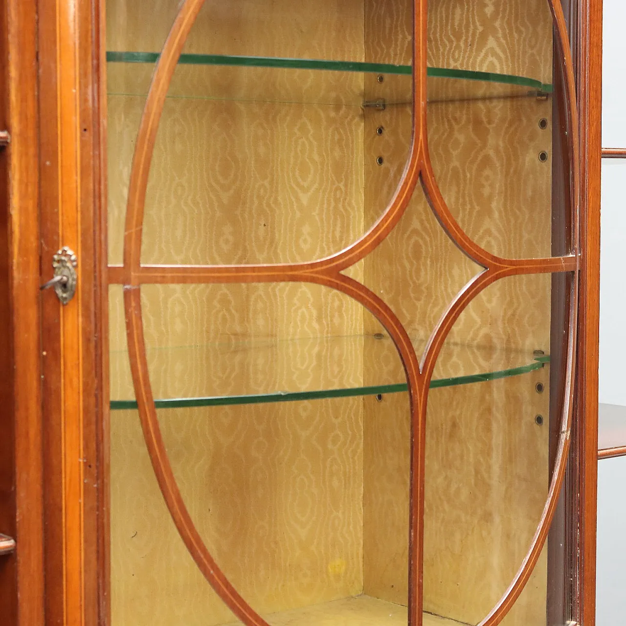 Mahogany display cabinet with maple inlays, 19th century 4