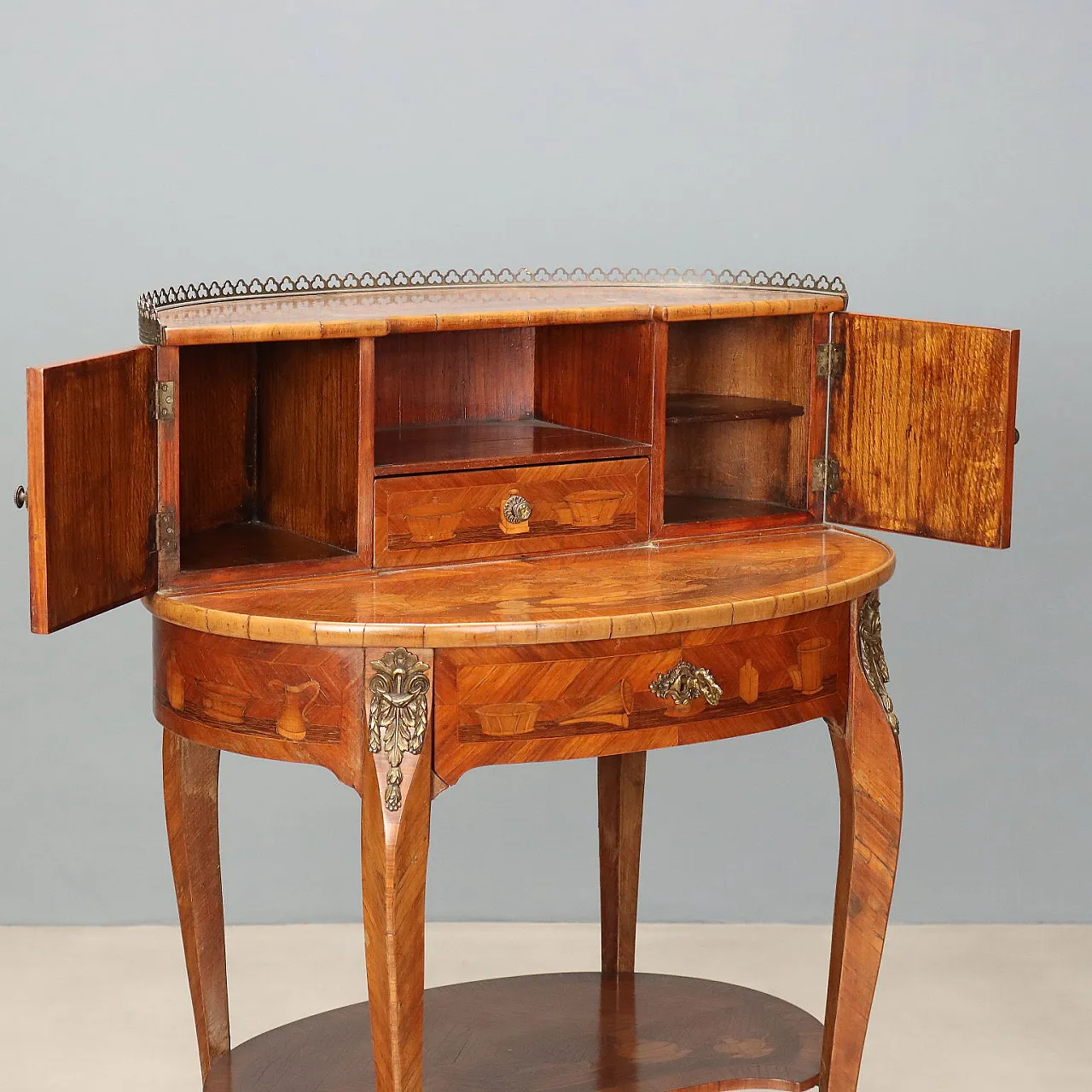 Desk in Bois de Rose with inlays, early 20th century 3