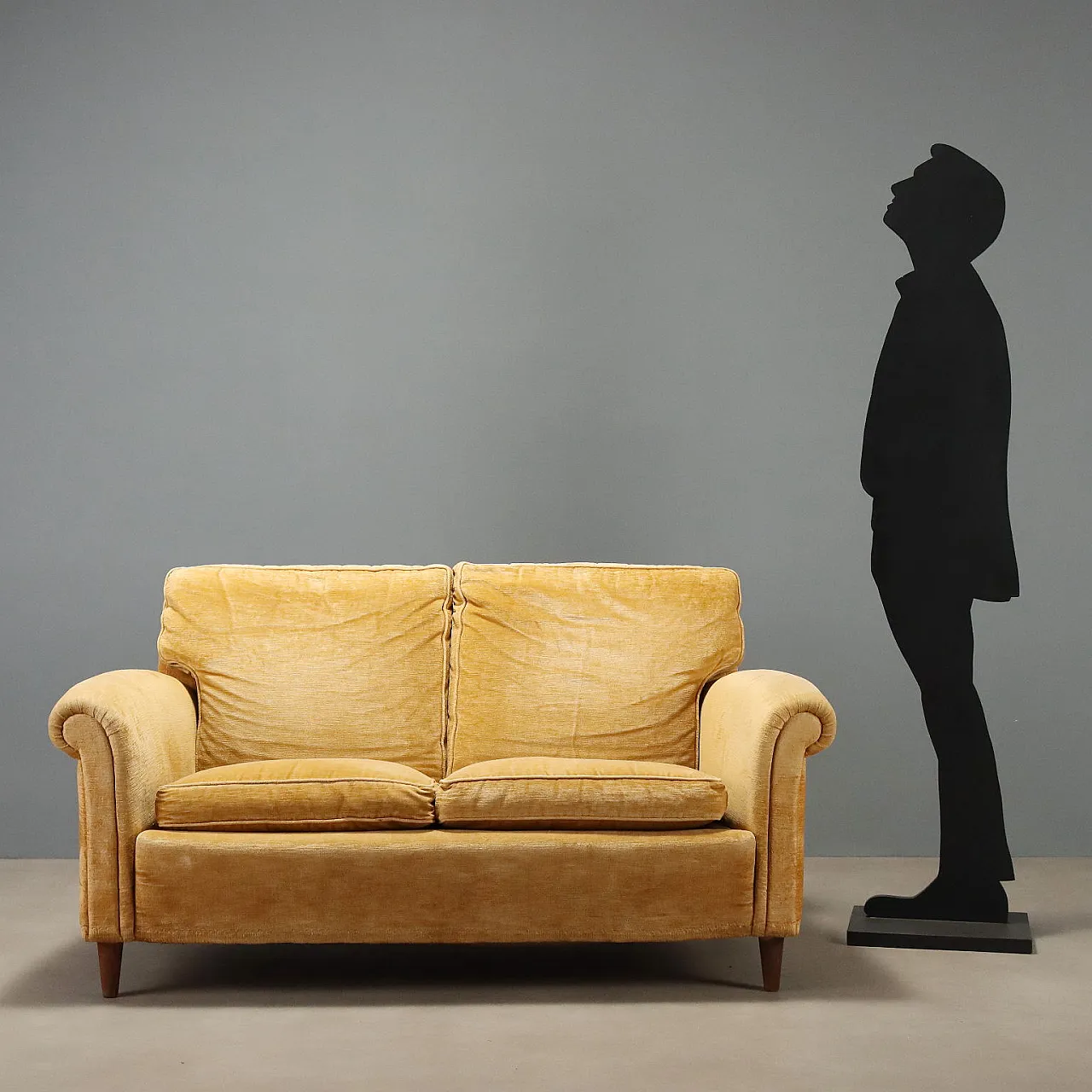 Two seater sofa in velvet, 1950s 2