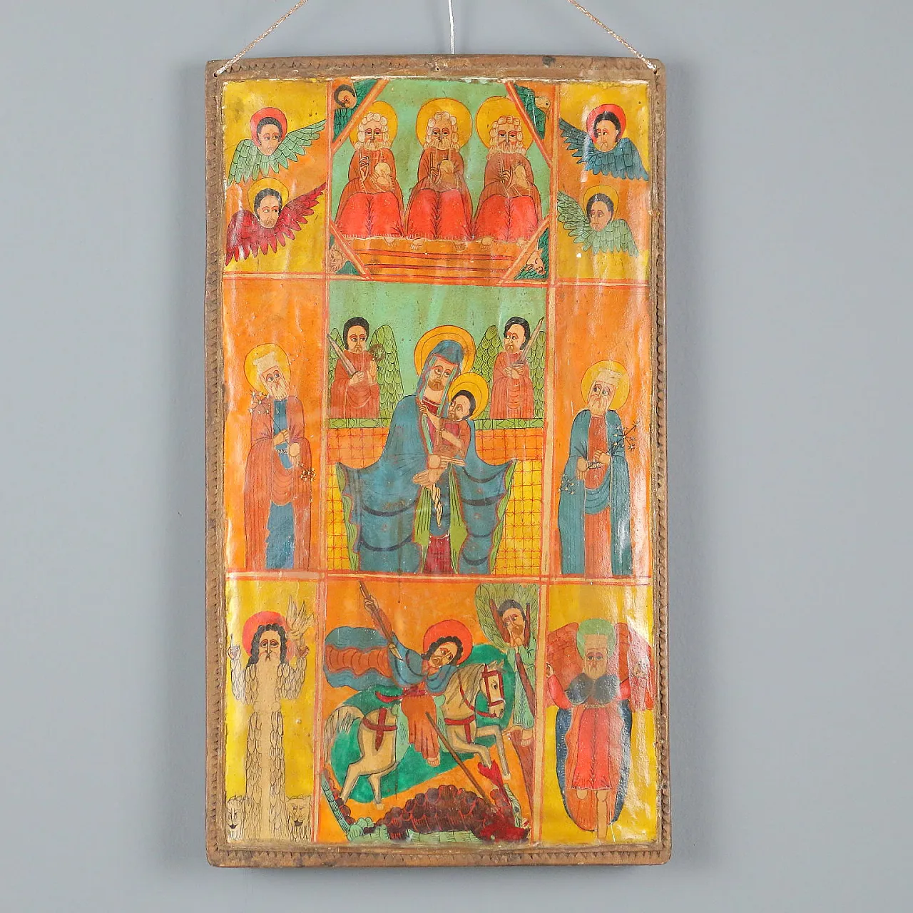 Ethiopian Icon, Madonna with Jesus and Saints, 19th century 1