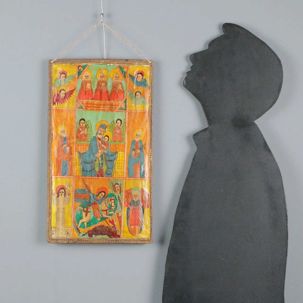 Ethiopian Icon, Madonna with Jesus and Saints, 19th century 2
