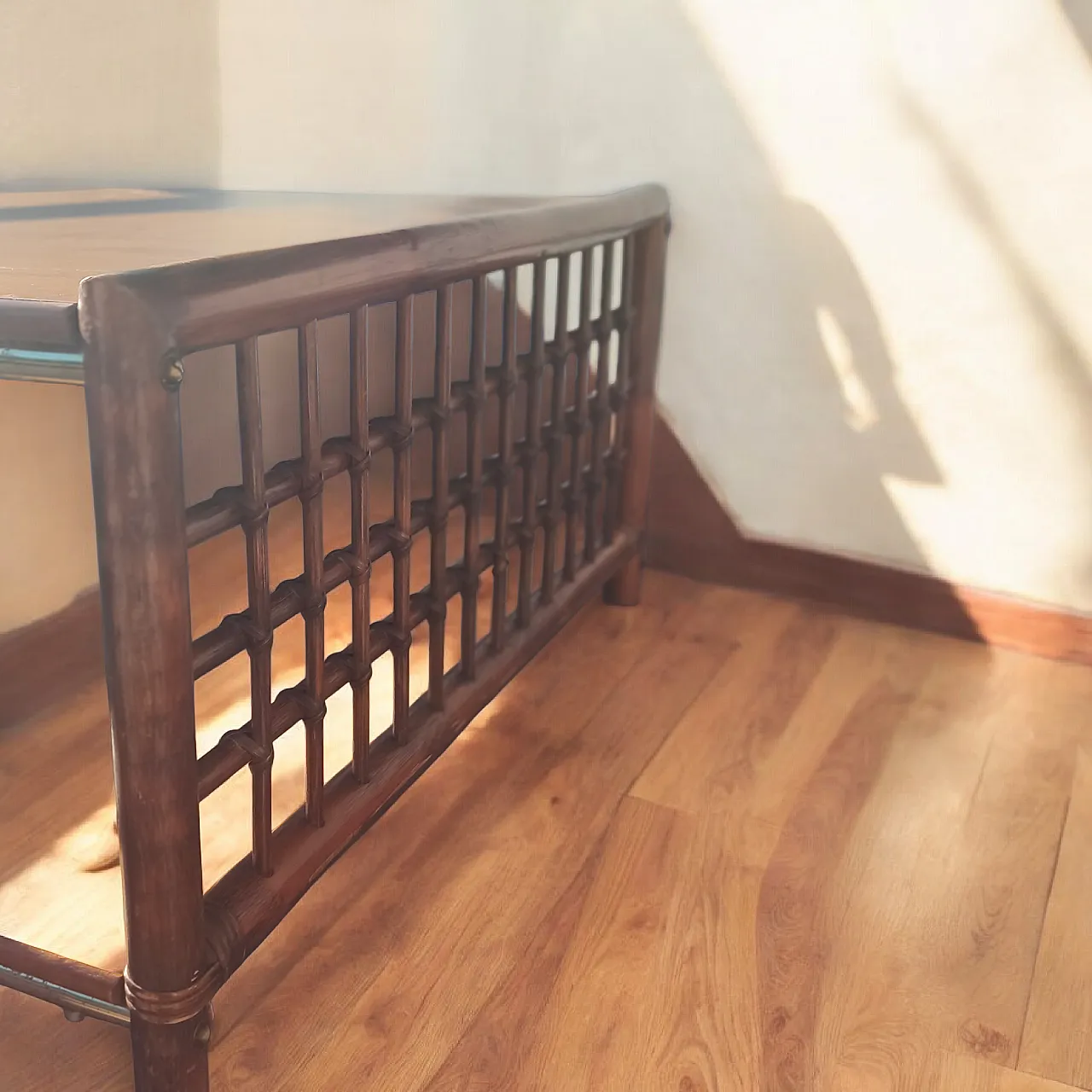 Square coffee table in bamboo lattice. Italy, 60s 3
