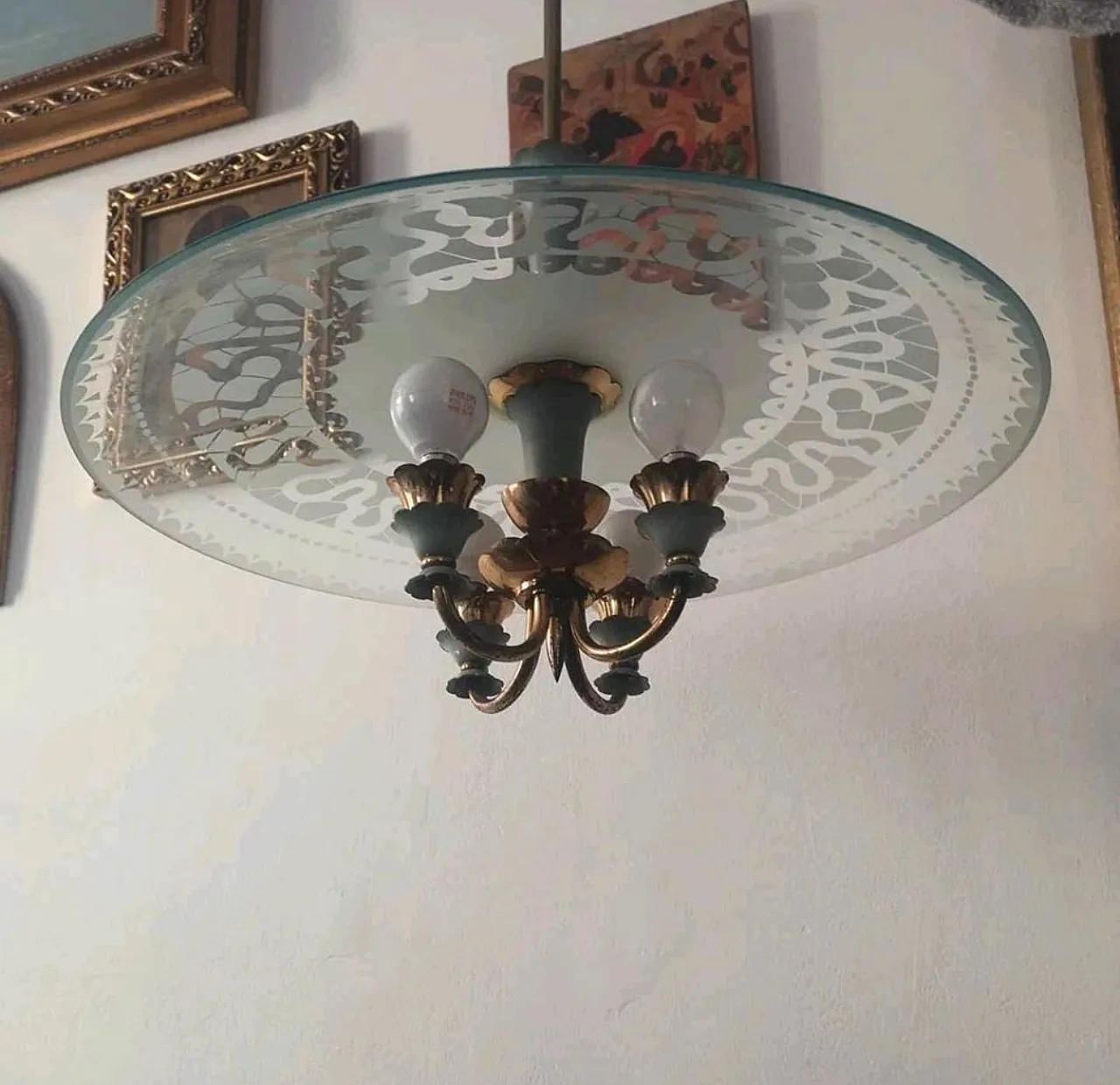 Chandelier in Pietro Chiesa style, Italy, 50s 3