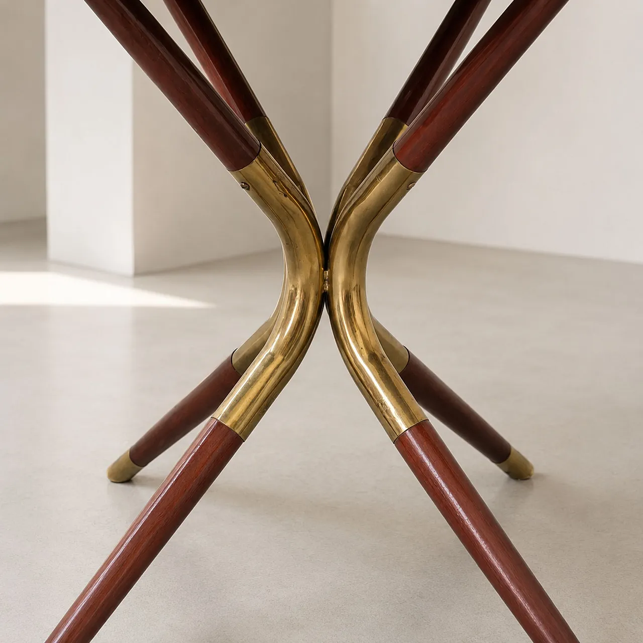 Cesare Lacca coffee table in brass, wood and imitation marble, 1958 3