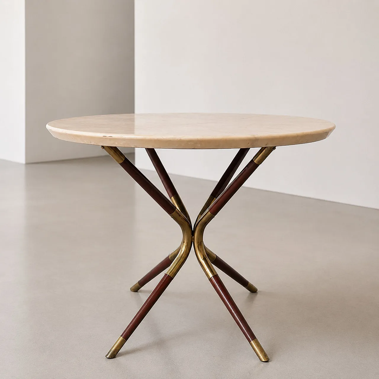 Cesare Lacca coffee table in brass, wood and imitation marble, 1958 4