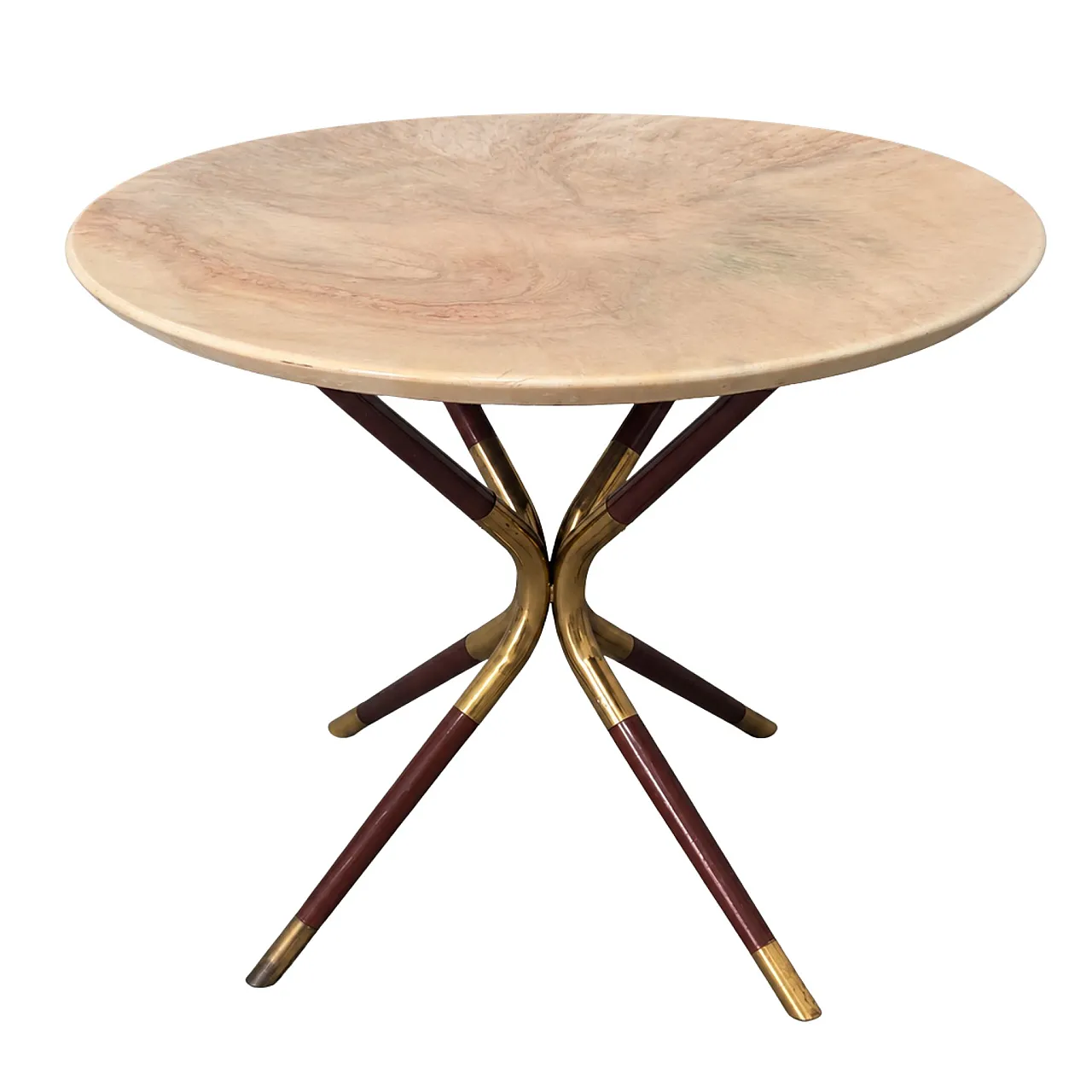 Cesare Lacca coffee table in brass, wood and imitation marble, 1958 5