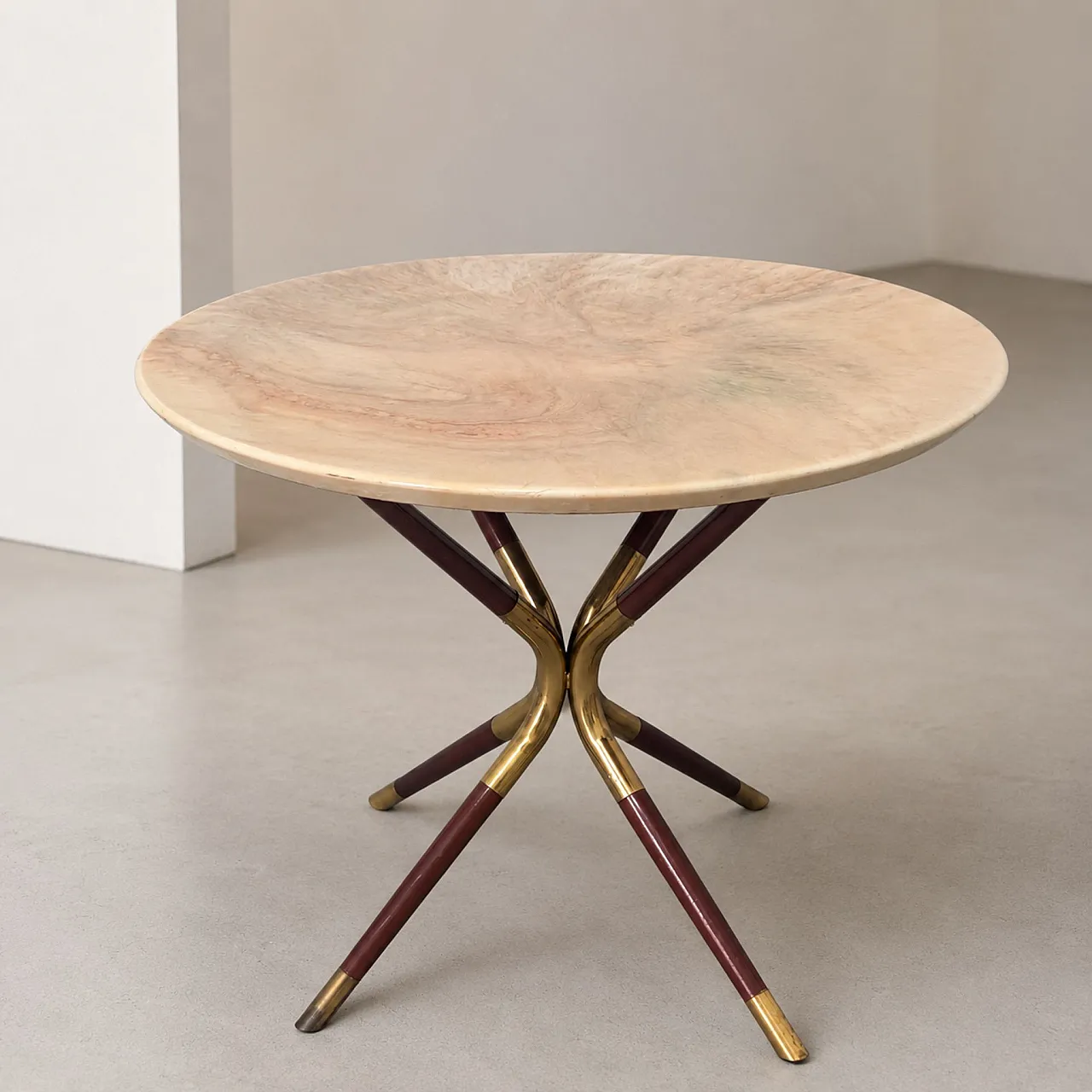 Cesare Lacca coffee table in brass, wood and imitation marble, 1958 6