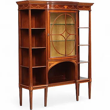 Mahogany display cabinet with maple inlays, 19th century
