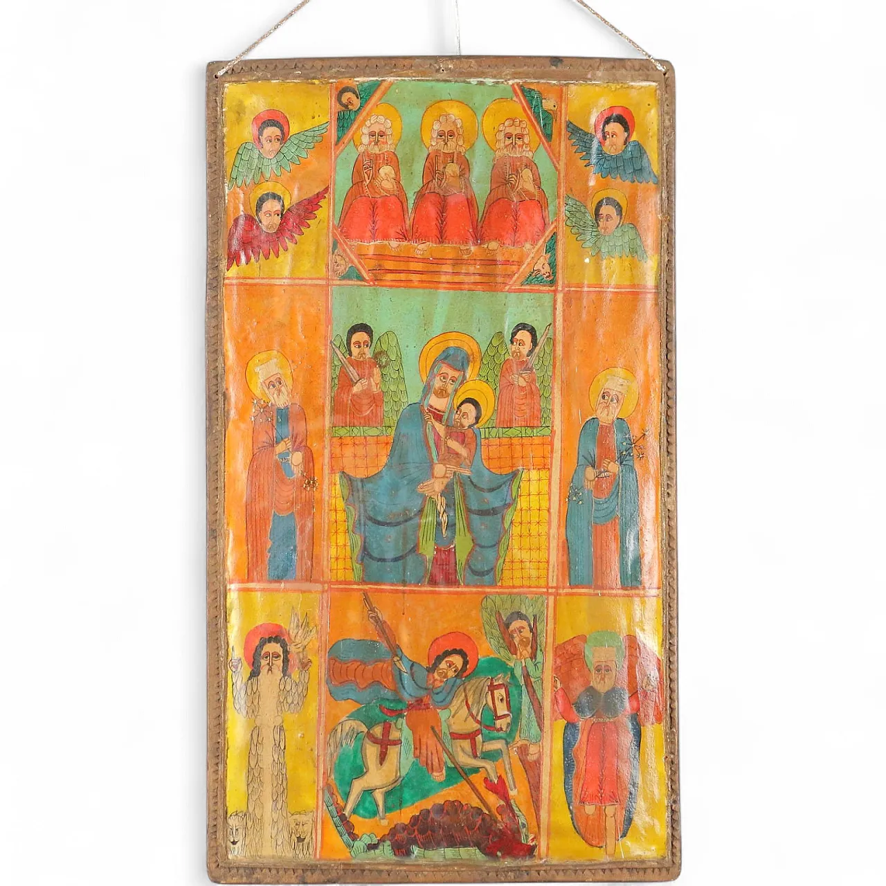 Ethiopian Icon, Madonna with Jesus and Saints, 19th century 10