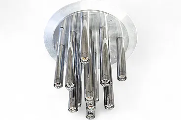 Lampada da soffitto con 13 luci cromate di Goffredo Reggiani, anni '70