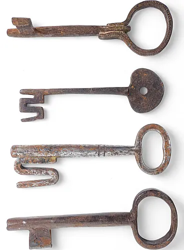 4 Chiavi in ferro forgiato e battuto, '800