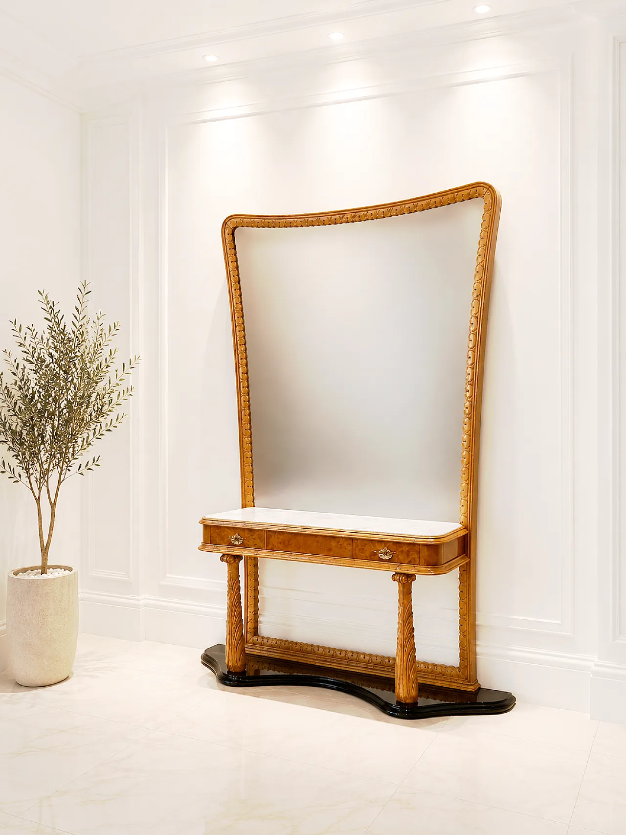 Mirror with console attributed to Paolo Buffa, 1950s 1