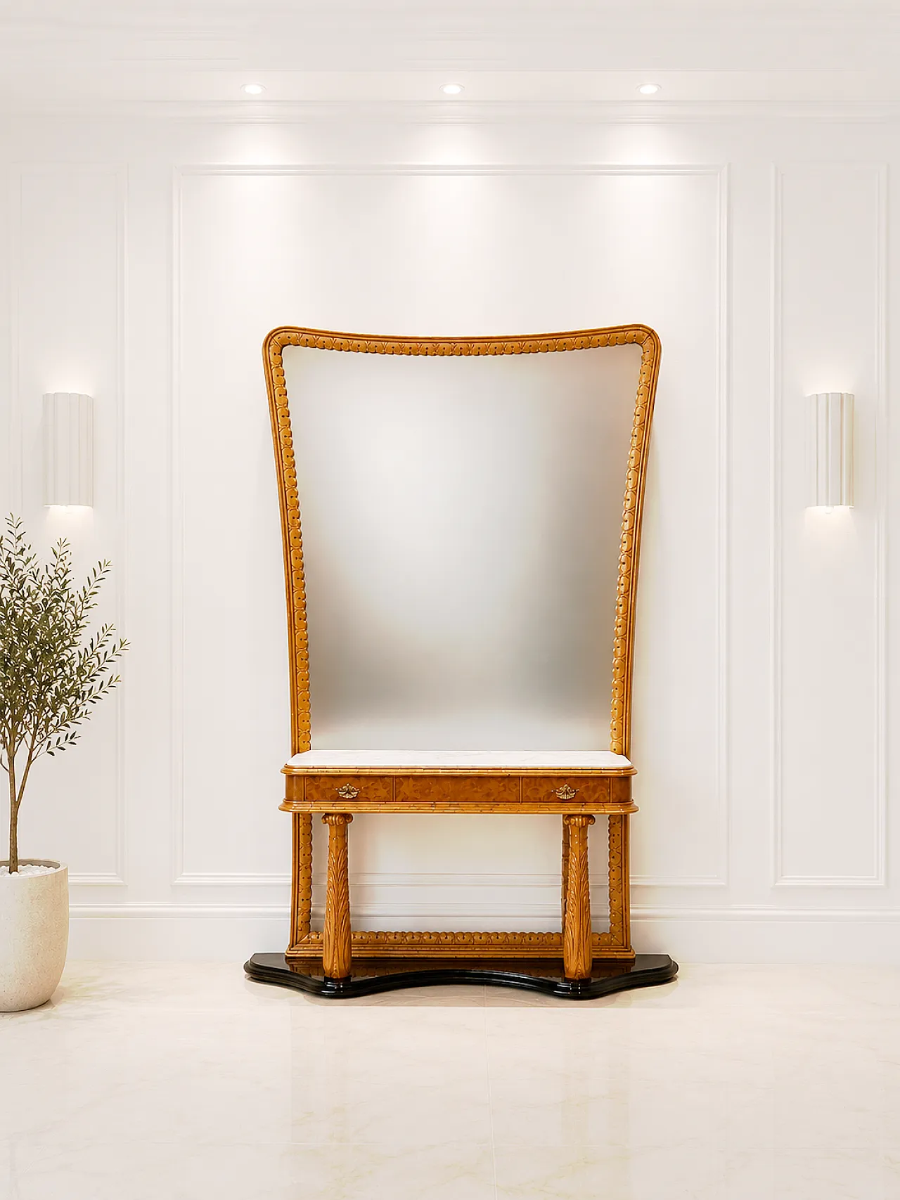 Mirror with console attributed to Paolo Buffa, 1950s 2
