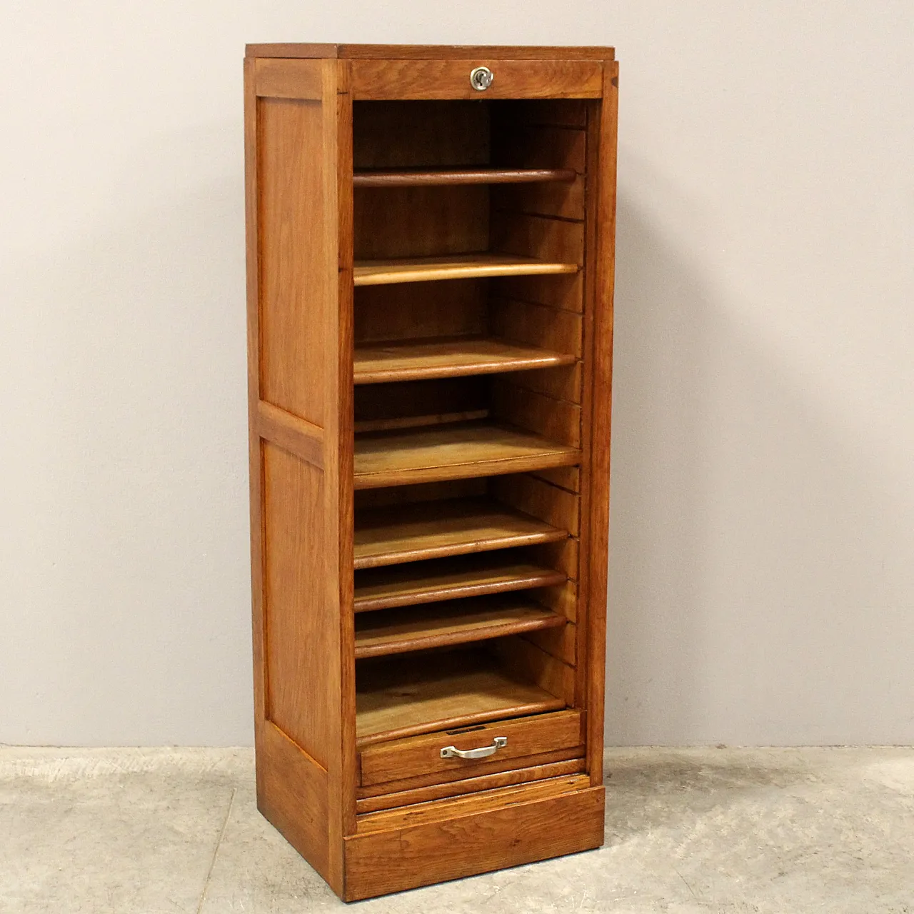 Filing cabinet with oak archive filing shutter, early 1900s 5