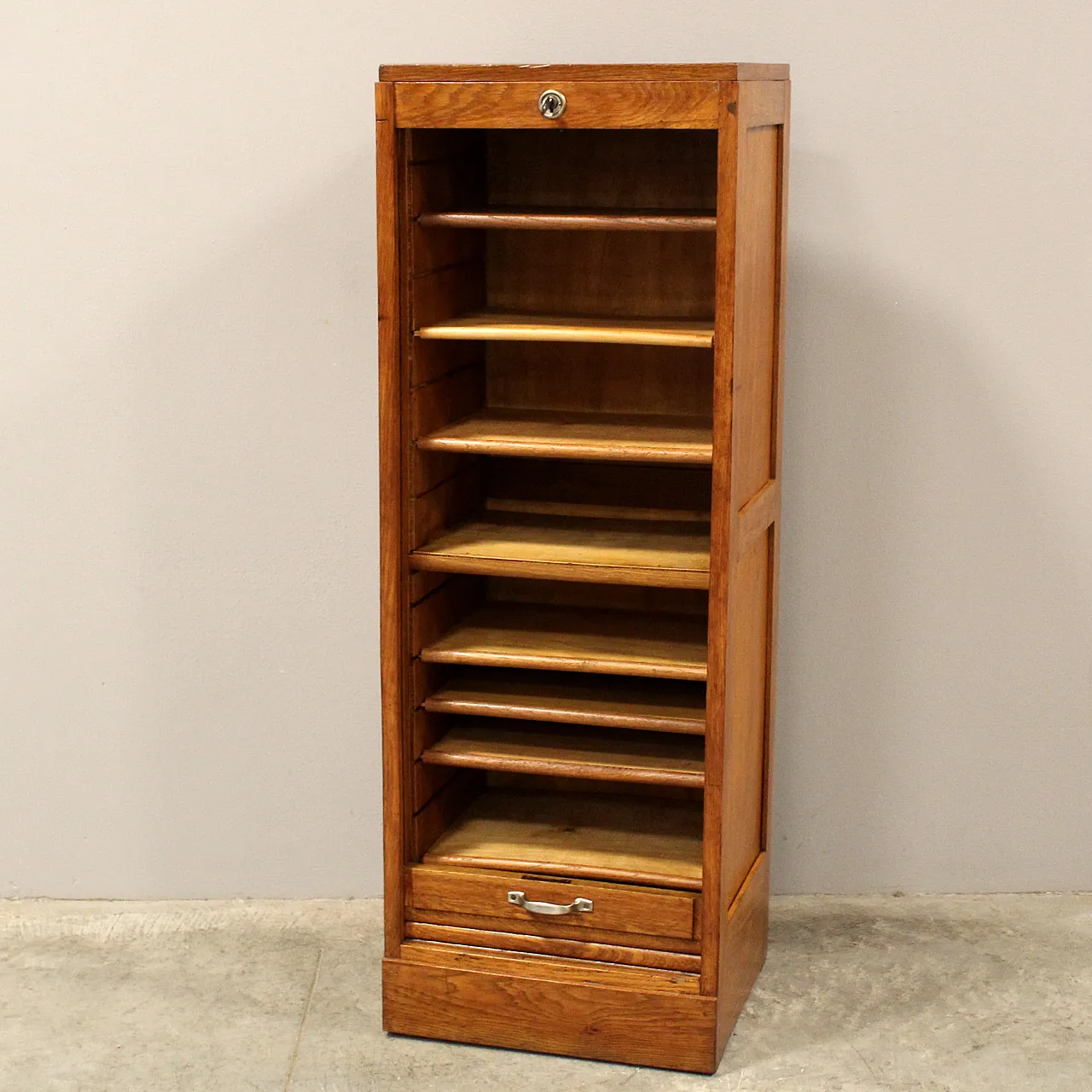 Filing cabinet with oak archive filing shutter, early 1900s 6