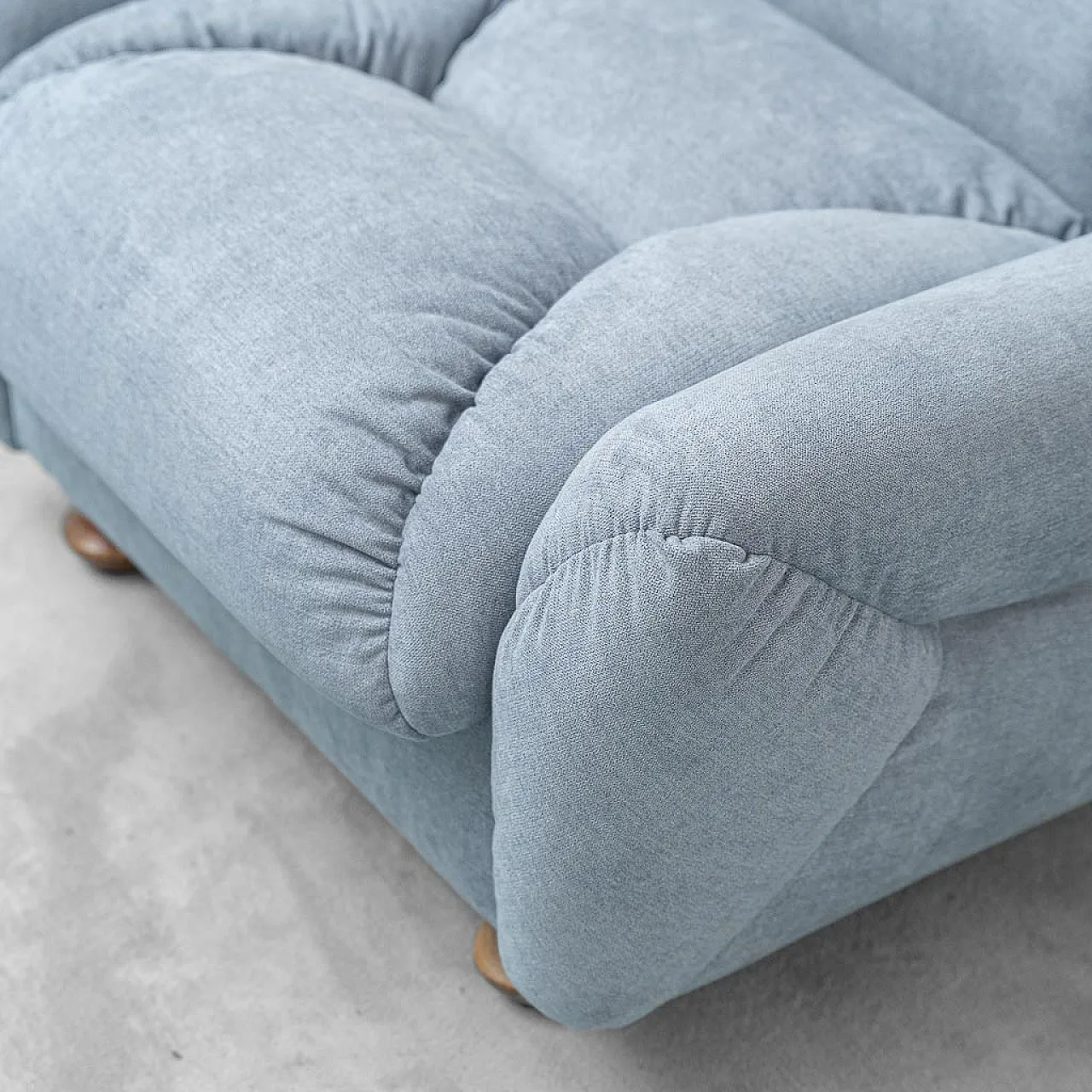 Pair of light blue fabric armchairs, 1950s 7