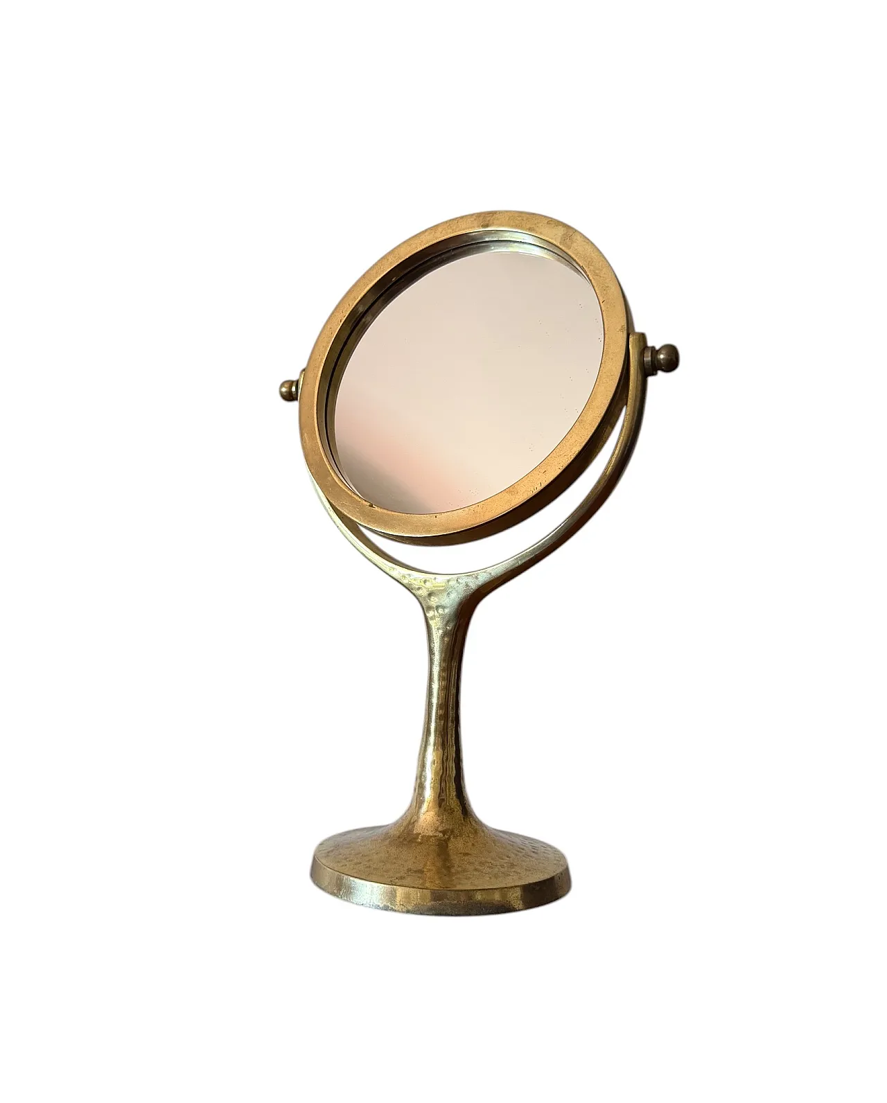 Specchio Mid-century in ottone martellato, Francia 1960 3