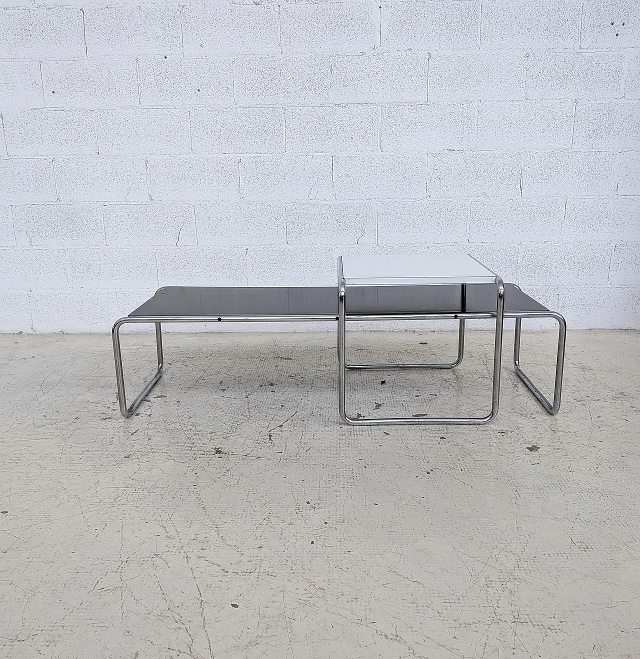 Pair of Laccio low tables by Marcel Breuer for Gavina 60s, 70s 5