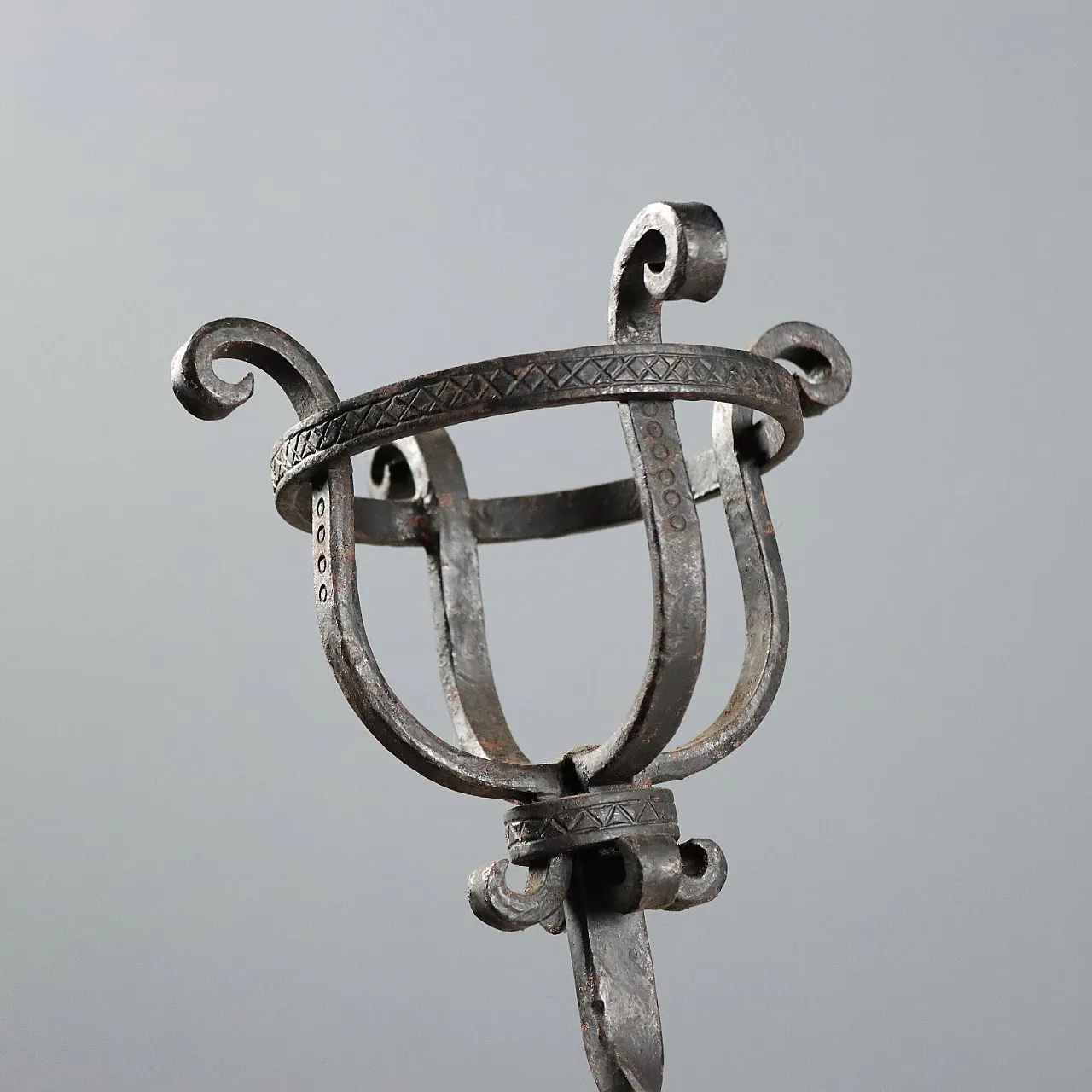 Pair of andirons in wrought iron, 20th century 3