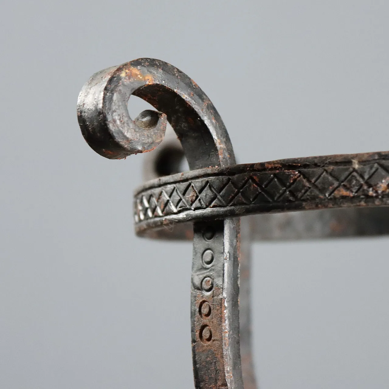 Pair of andirons in wrought iron, 20th century 4
