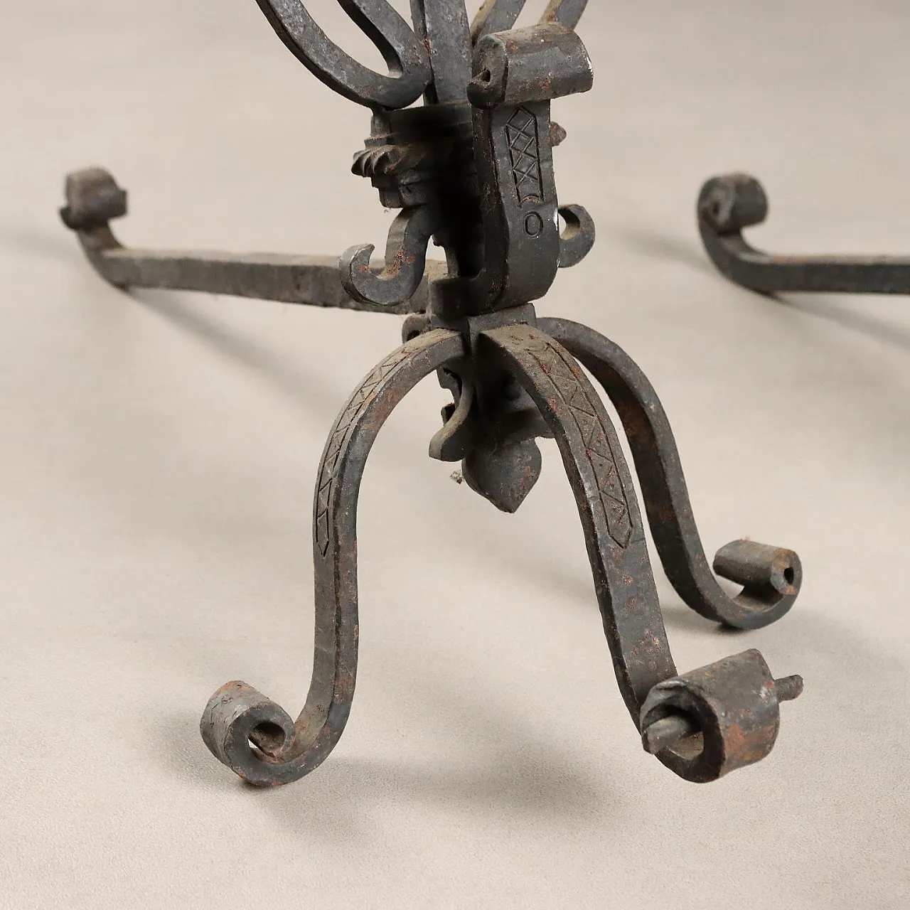 Pair of andirons in wrought iron, 20th century 7
