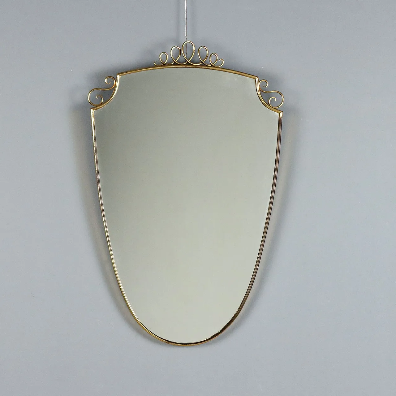 Specchio con cornice in ottone, metà '900 1