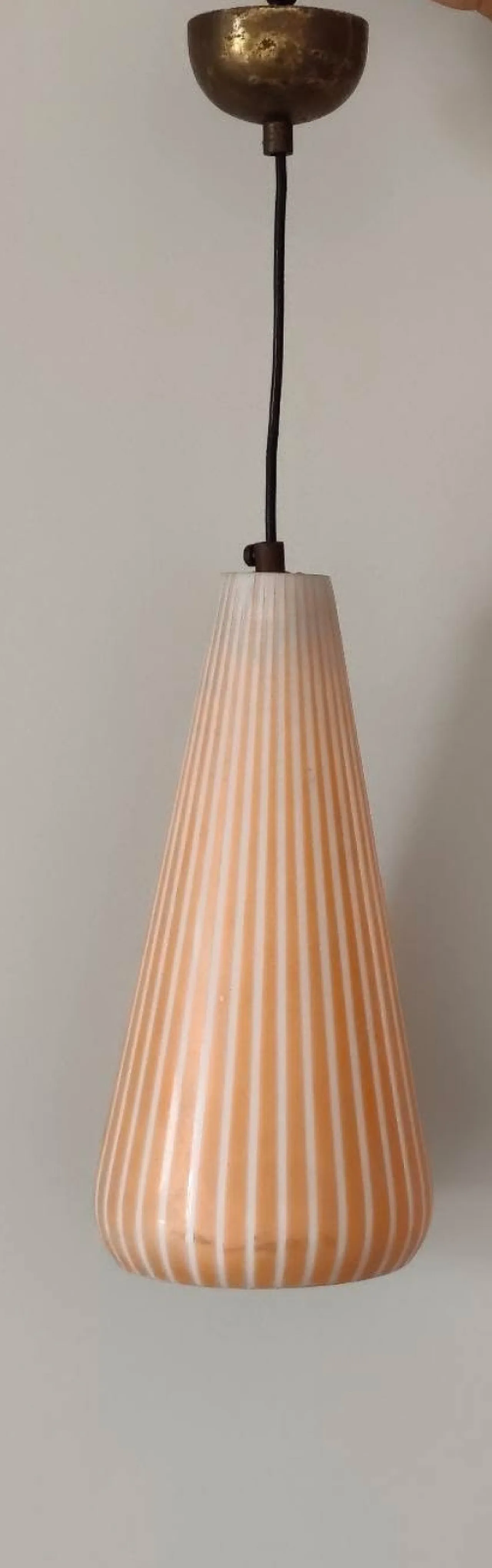 Coppia di lampade a sospensione in vetro di Murano, anni '40 4