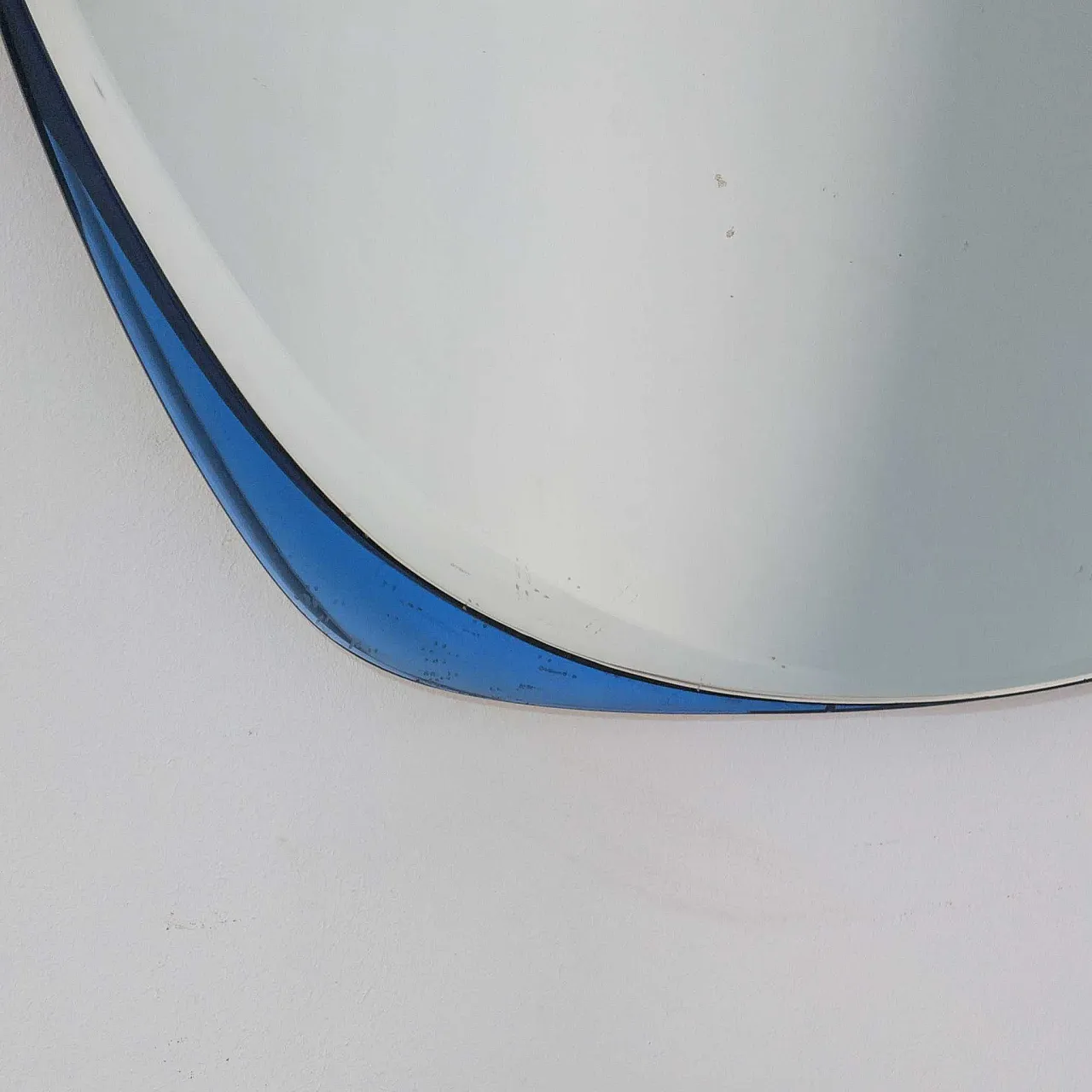 Specchio in vetro di murano blu Cristal Art, anni '70 1