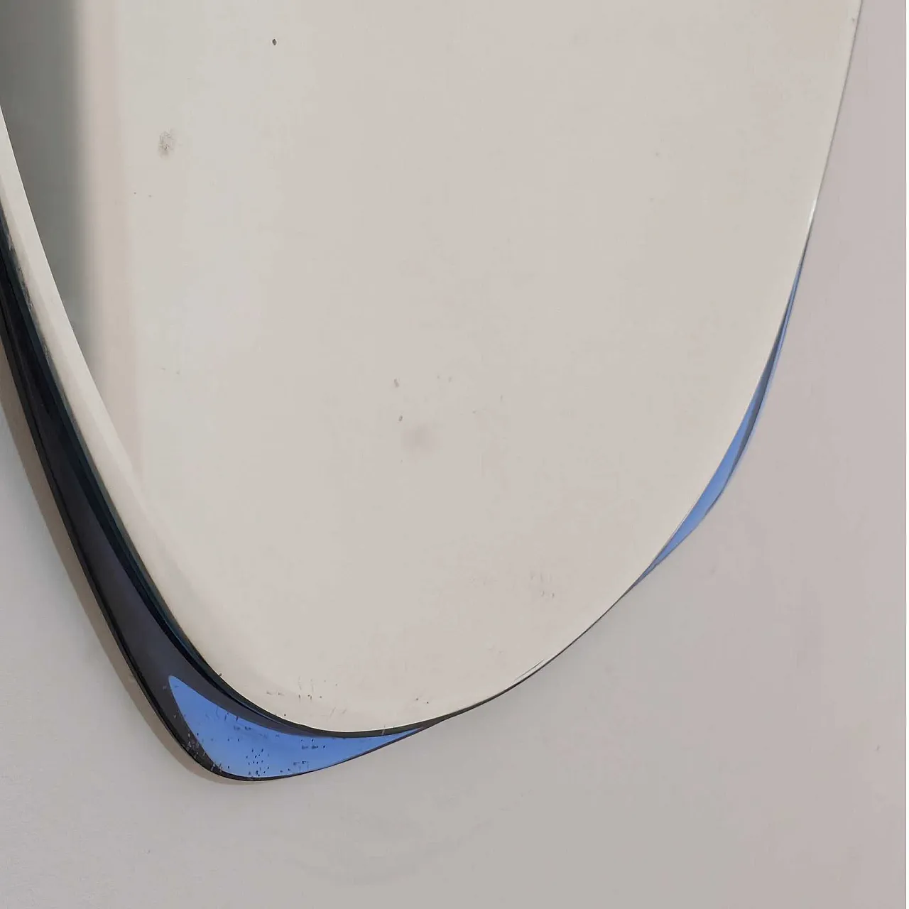Specchio in vetro di murano blu Cristal Art, anni '70 2