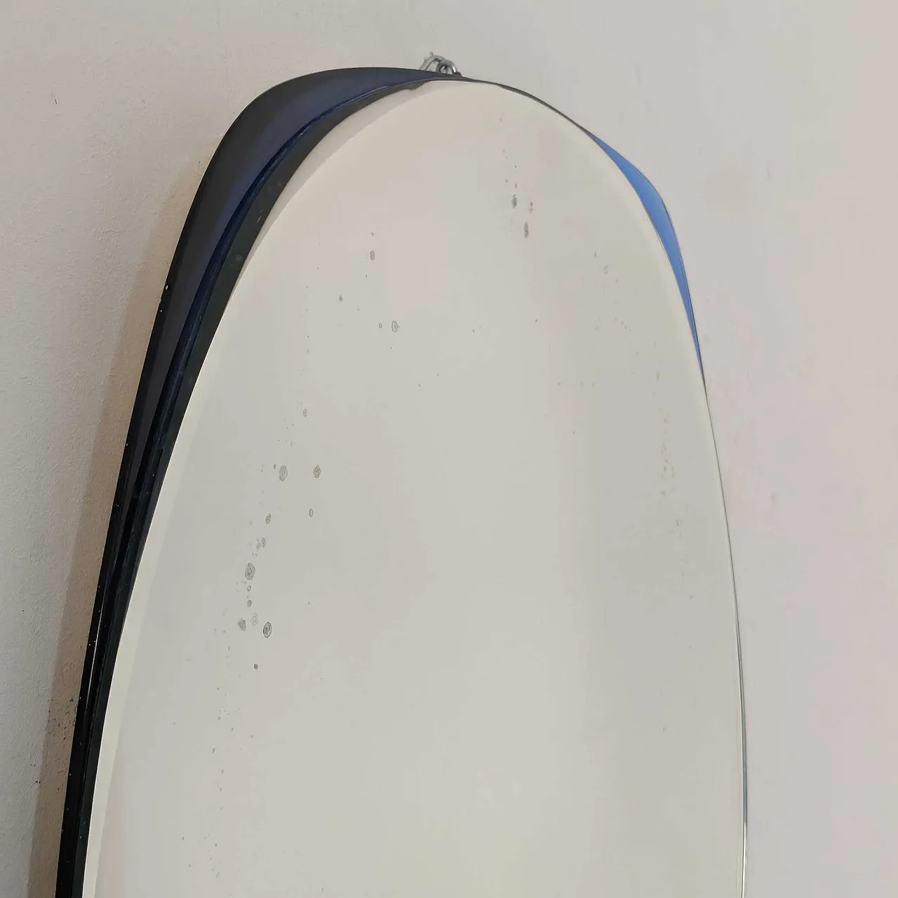 Specchio in vetro di murano blu Cristal Art, anni '70 3