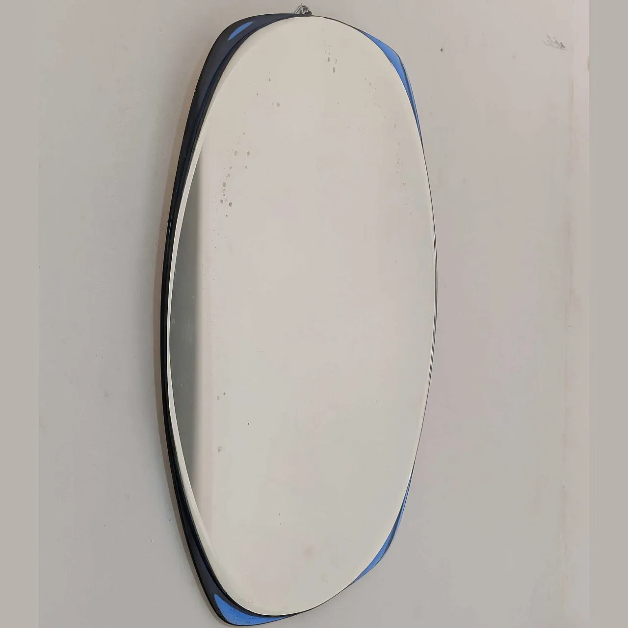 Specchio in vetro di murano blu Cristal Art, anni '70 6