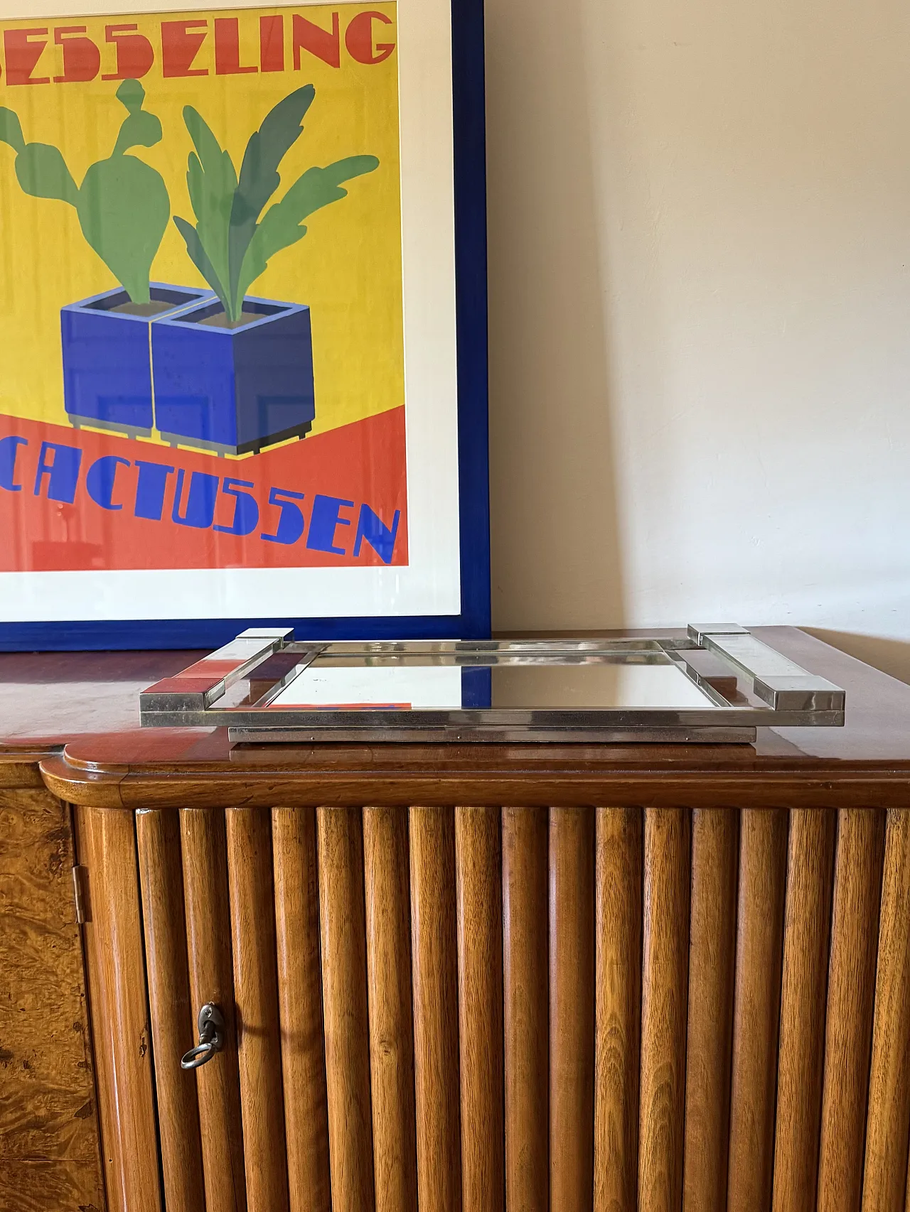 Vassoio modernista specchiato, Maison Adnet Francia 1950 2