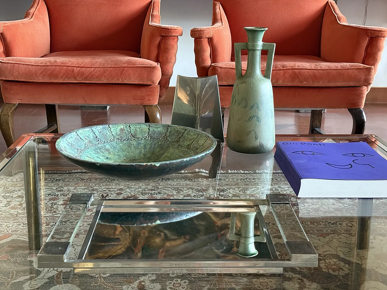 Vassoio modernista specchiato, Maison Adnet Francia 1950 3