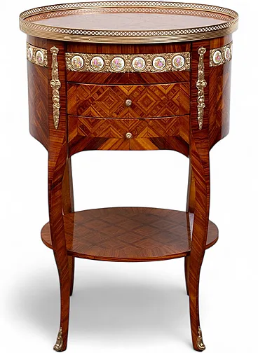 Napoleon III style bedside table in fine exotic wood, 20th century
