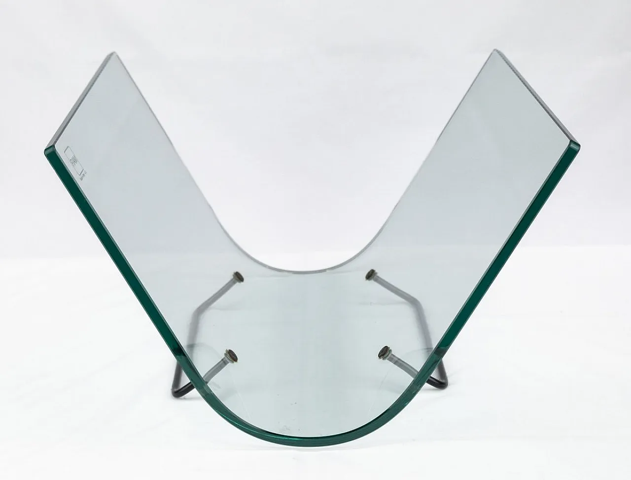 Curved glass magazine rack from Fiam, 1980s 2