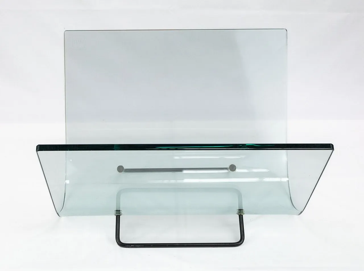 Curved glass magazine rack from Fiam, 1980s 3